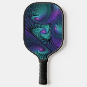 Paars ontmoet Turquoise modern abstract Fractal Ar Pickleball Paddle (Achterkant)