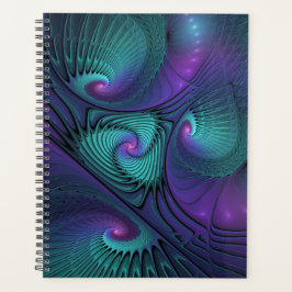 Paars ontmoet Turquoise Modern Abstract Fractal Ar Planner