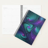Paars ontmoet Turquoise Modern Abstract Fractal Ar Planner (Display)