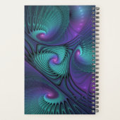 Paars ontmoet Turquoise Modern Abstract Fractal Ar Planner (Achterkant)