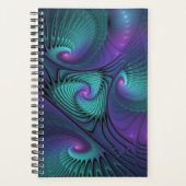 Paars ontmoet Turquoise Modern Abstract Fractal Ar Planner (Voorkant)