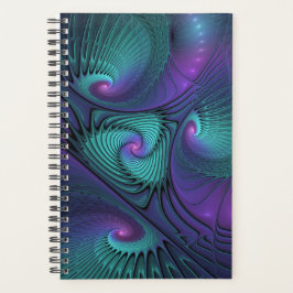 Paars ontmoet Turquoise Modern Abstract Fractal Ar Planner