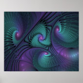 Paars ontmoet Turquoise modern abstract Fractal Ar Poster (Voorkant)