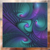 Paars ontmoet Turquoise modern abstract Fractal Ar Raamsticker (Vel 2)