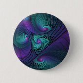Paars ontmoet Turquoise Modern Abstract Fractal Ar Ronde Button 5,7 Cm (Voorkant)