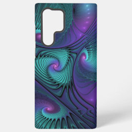 Paars ontmoet Turquoise modern abstract Fractal Ar Samsung Galaxy Hoesje