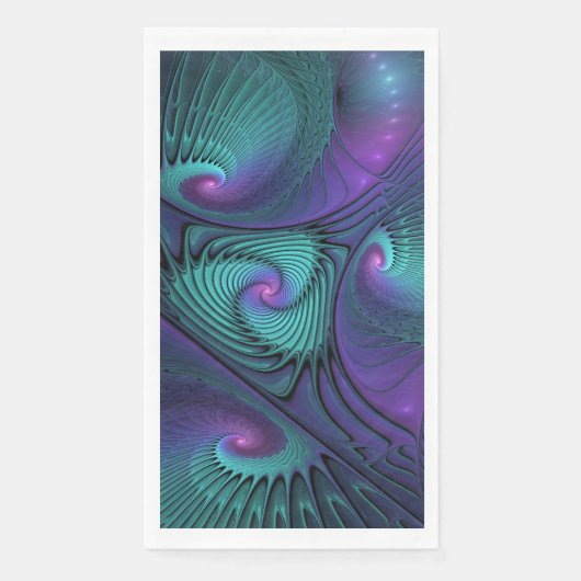 Paars ontmoet Turquoise modern abstract Fractal Ar Servet (Voorkant)