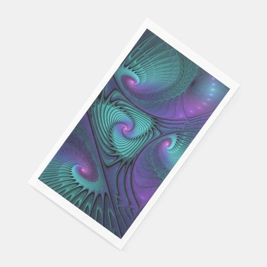 Paars ontmoet Turquoise modern abstract Fractal Ar Servet (Hoek)