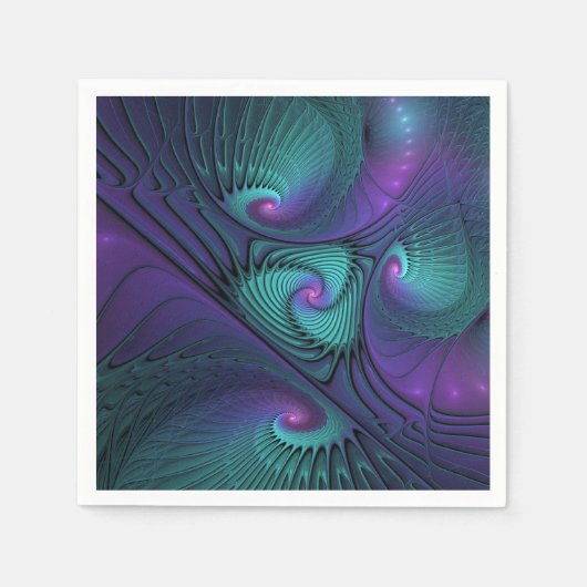 Paars ontmoet Turquoise modern abstract Fractal Ar Servetten (Voorkant)