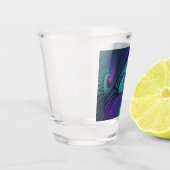 Paars ontmoet Turquoise Modern Abstract Fractal Ar Shot Glas (Links)