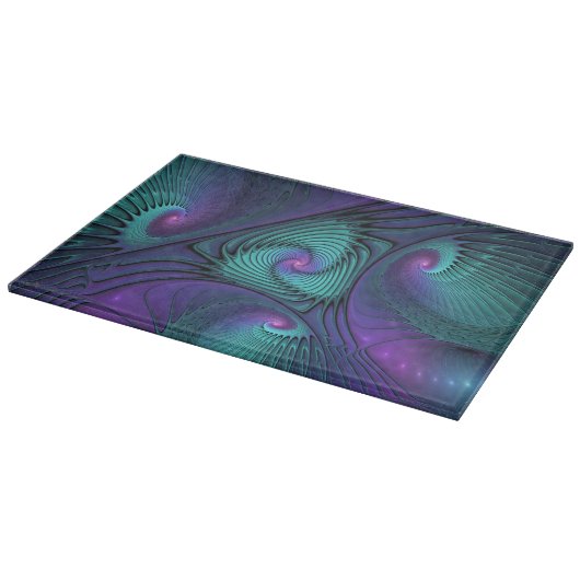 Paars ontmoet Turquoise modern abstract Fractal Ar Snijplank (Hoek)
