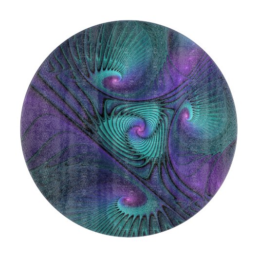 Paars ontmoet Turquoise Modern Abstract Fractal Ar Snijplank (Voorkant)