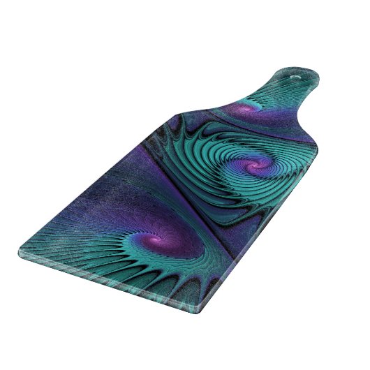 Paars ontmoet Turquoise modern abstract Fractal Ar Snijplank (Hoek)