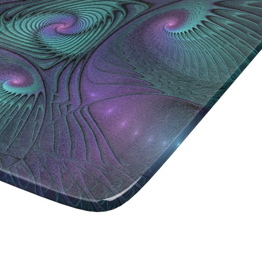 Paars ontmoet Turquoise modern abstract Fractal Ar Snijplank (Hoek)