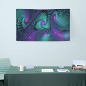 Paars ontmoet Turquoise Modern Abstract Fractal Ar Spandoek (Beurs)