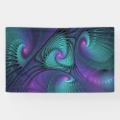Paars ontmoet Turquoise Modern Abstract Fractal Ar Spandoek (Horizontaal)