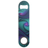 Paars ontmoet Turquoise Modern Abstract Fractal Ar Speed Flessenopener (Achterkant)