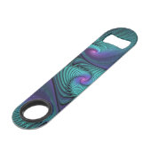 Paars ontmoet Turquoise Modern Abstract Fractal Ar Speed Flessenopener (Achterkant Gekanteld)