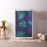 Paars ontmoet Turquoise Modern Abstract Fractal Ar Stof