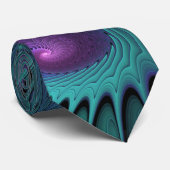 Paars ontmoet Turquoise modern abstract Fractal Ar Stropdas (Opgerold)