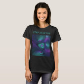 Paars ontmoet Turquoise Modern Abstract Fractal Ar T-shirt (Voorkant volledig)
