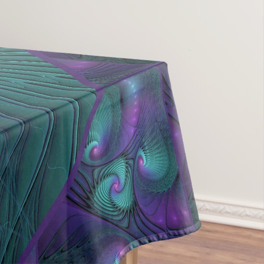Paars ontmoet Turquoise modern abstract Fractal Ar Tafelkleed (Voorbeeld)