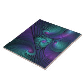 Paars ontmoet Turquoise Modern Abstract Fractal Ar Tegeltje (Zijkant)