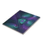 Paars ontmoet Turquoise Modern Abstract Fractal Ar Tegeltje (Zijkant)