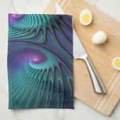 Paars ontmoet Turquoise modern abstract Fractal Ar Theedoek (Quarter Fold)