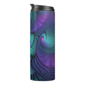 Paars ontmoet Turquoise modern abstract Fractal Ar Thermosbeker (Geroteerd rechts)