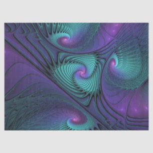 Paars ontmoet Turquoise modern abstract Fractal Ar Tissuepapier