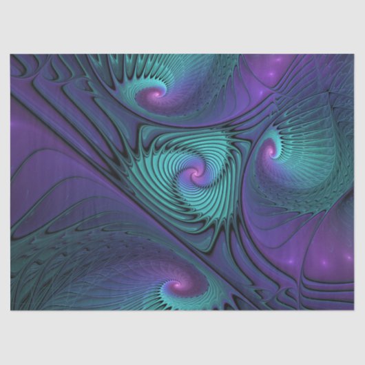 Paars ontmoet Turquoise modern abstract Fractal Ar Tissuepapier (Voorkant)