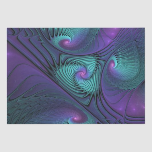 Paars ontmoet Turquoise modern abstract Fractal Ar Tissuepapier (Voorkant)