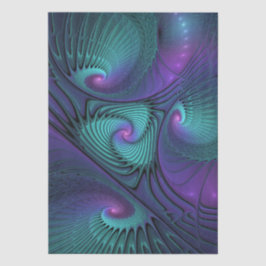 Paars ontmoet Turquoise modern abstract Fractal Ar Tissuepapier