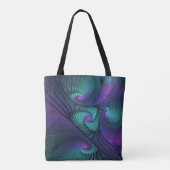 Paars ontmoet Turquoise modern abstract Fractal Ar Tote Bag (Achterkant)