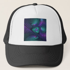Paars ontmoet Turquoise modern abstract Fractal Ar Trucker Pet