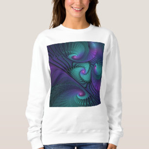 Paars ontmoet Turquoise modern abstract Fractal Ar Trui