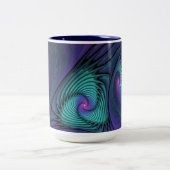 Paars ontmoet Turquoise modern abstract Fractal Ar Tweekleurige Koffiemok (Center)
