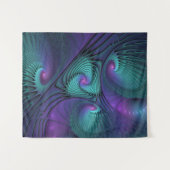 Paars ontmoet Turquoise modern abstract Fractal Ar Wandkleed (Voorkant (horizontaal))