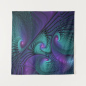 Paars ontmoet Turquoise modern abstract Fractal Ar Wandkleed (Voorkant (horizontaal))