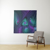 Paars ontmoet Turquoise modern abstract Fractal Ar Wandkleed (In Situ (horizontaal))