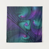 Paars ontmoet Turquoise modern abstract Fractal Ar Wandkleed (Voorkant)