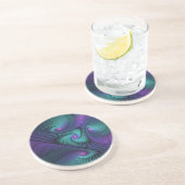 Paars ontmoet Turquoise Modern Abstract Fractal Ar Zandsteen Onderzetter (Zijkant)