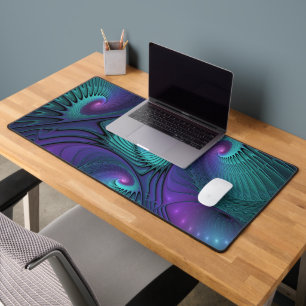 Paars ontmoet Turquoise moderne abstracte Fractal Bureaumat