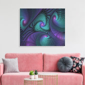 Paars ontmoet Turquoise moderne abstracte Fractal Canvas Afdruk (Insitu (Woonkamer))