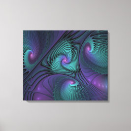Paars ontmoet Turquoise moderne abstracte Fractal  Canvas Afdruk