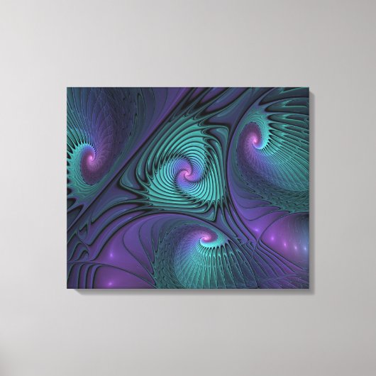 Paars ontmoet Turquoise moderne abstracte Fractal Canvas Afdruk (Voorkant)