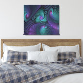 Paars ontmoet Turquoise moderne abstracte Fractal Canvas Afdruk (Insitu (Slaapkamer))