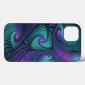 Paars ontmoet Turquoise moderne abstracte Fractal Case-Mate iPhone Case (Achterkant (horizontaal))