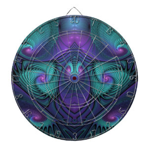 Paars ontmoet Turquoise moderne abstracte Fractal Dartbord
